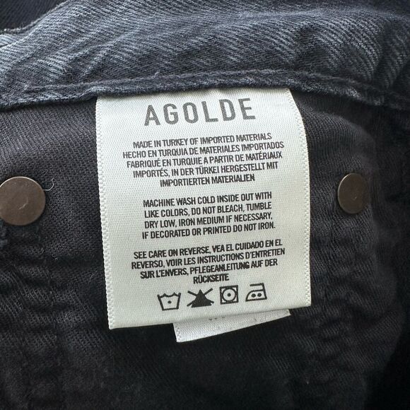 Agolde Jeans Womens 26 Black Fade High Rise Pinch Waist Straight 90s Button Fly - Picture 7 of 13